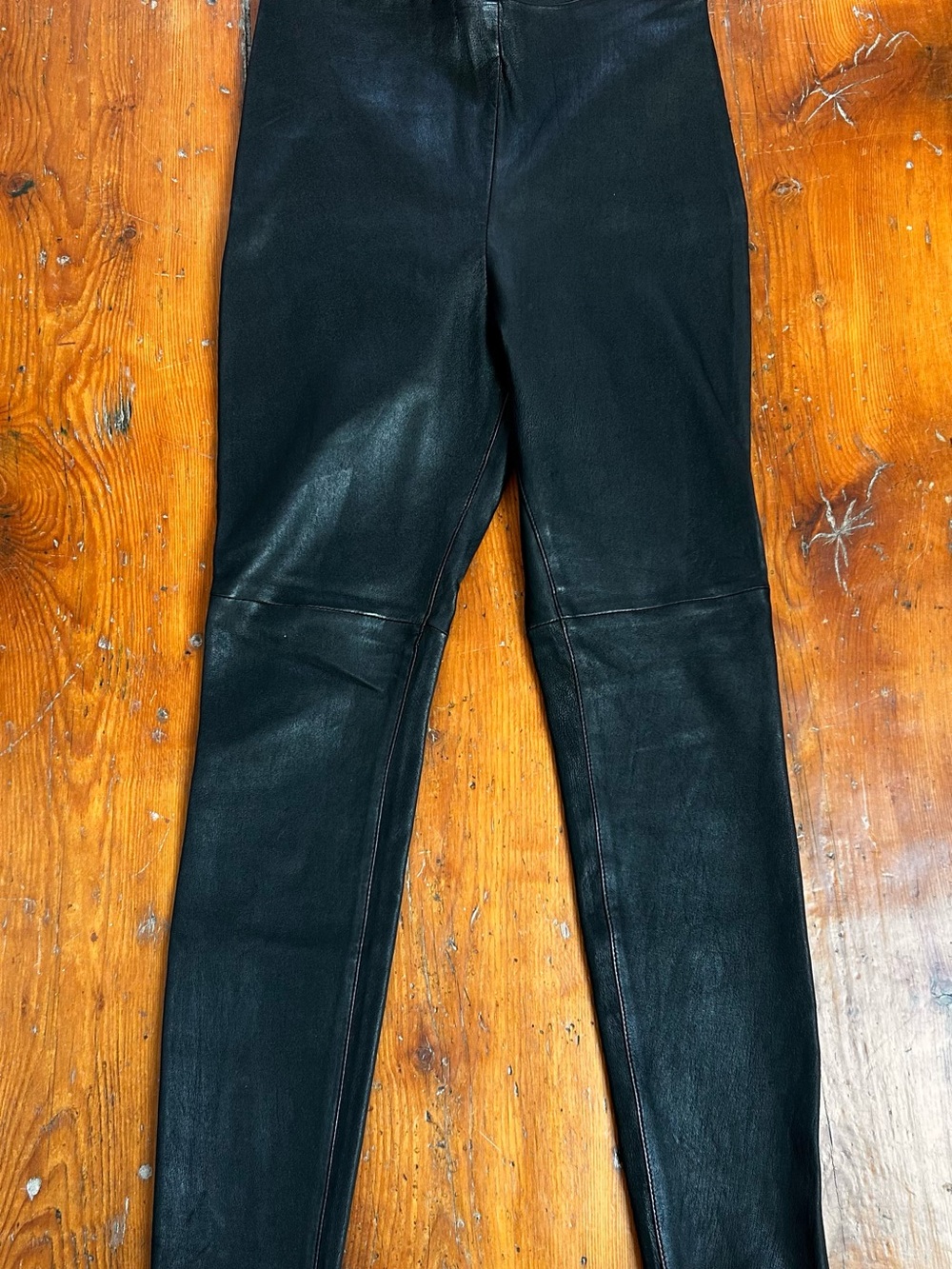 H&M Black Genuine Leather Skinny Pants